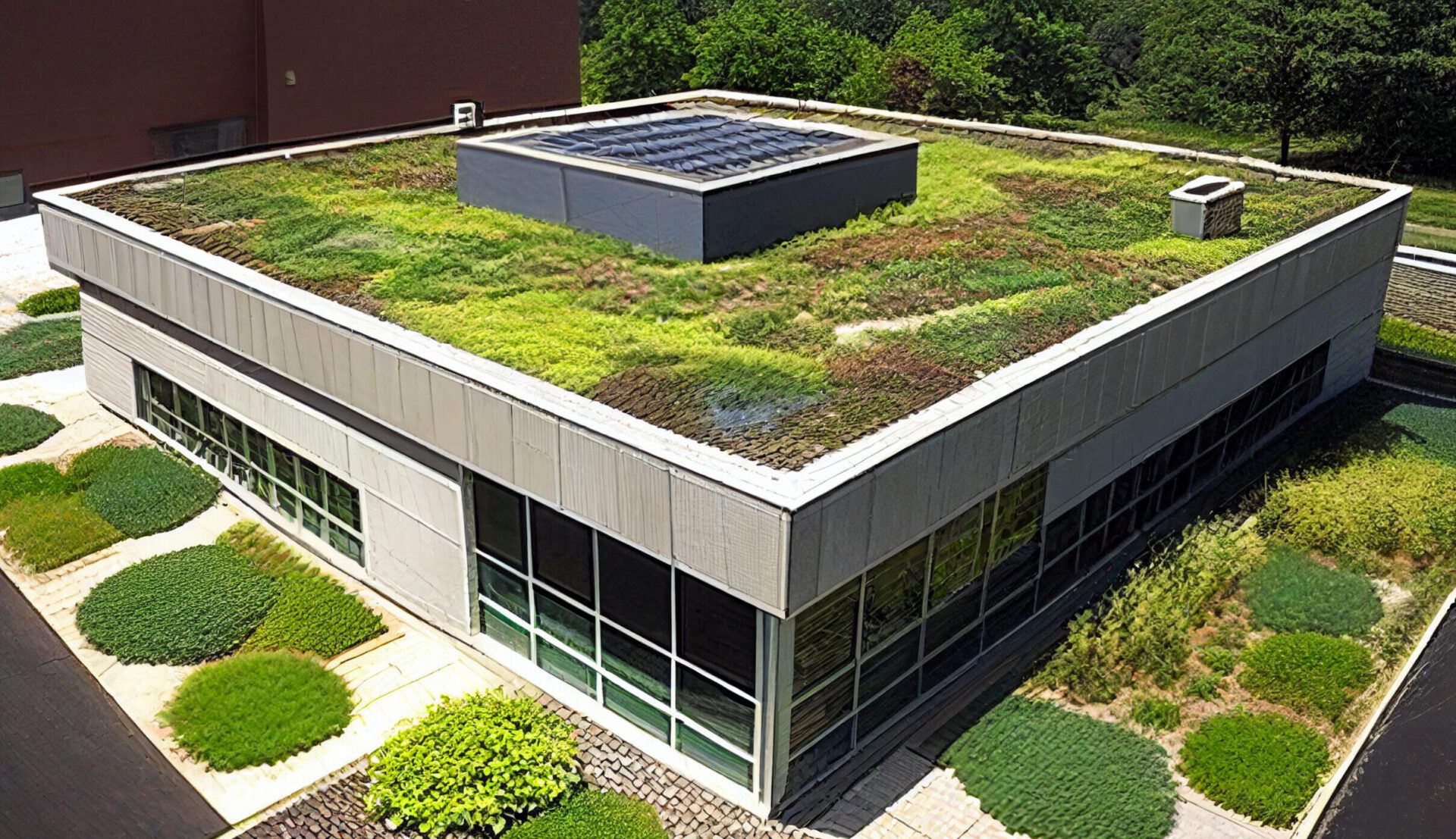 A Corporate Office Building with a Green Roof